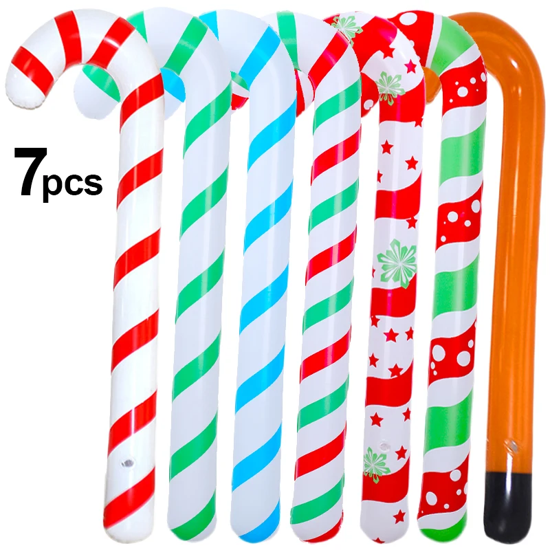 

1-7pcs Christmas Candy Canes Balloons Inflatable Crutches Balloon For Xmas Tree Hanging Ornaments New Year Party Decor Supplies