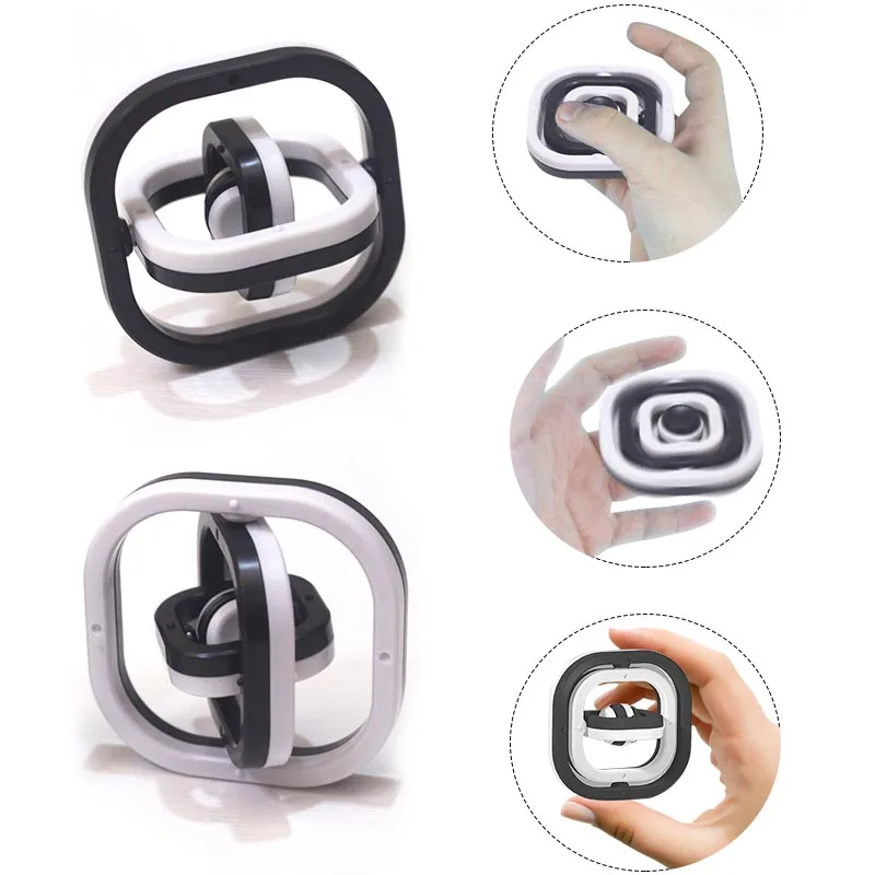 

3D Infinite Flip Top Creative Desk Toys Cube Spinner Gyro Fingertip Top Decompression Toy Fidget Stress Relief Spinner Ring