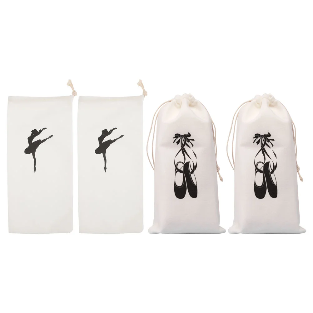 

4 Pcs Ballet Shoe Carrier Bags Drawstring Storage Shoes Pointe Dance Pouches Carrying Container Cloth Travel for Girls
