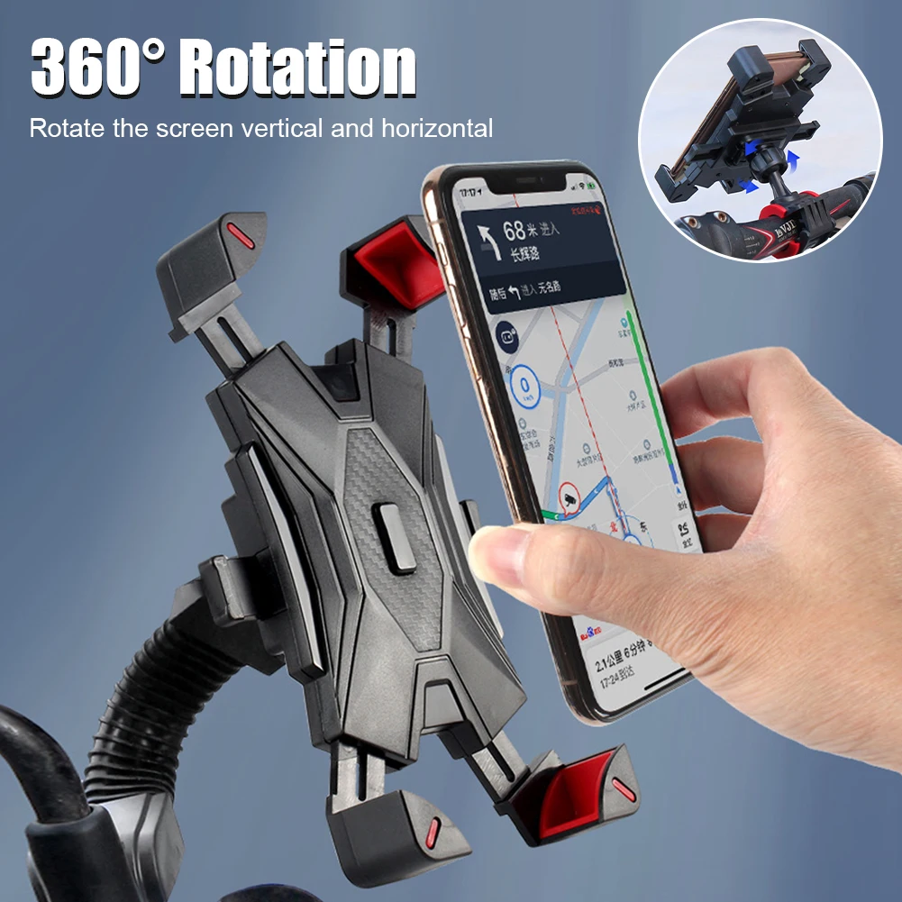 Motorcycle Phone Holder Rearview Mirror Mobile Phone Bracket Automatic Lock Navigation Handlebar Phone Mount for 4.5" - 6.8"
Motorcycle Phone Holder Rearview Mirror Mobile Phone Bracket Automatic Lock Navigation Handlebar Phone Mount for 4.5" - 6.8"