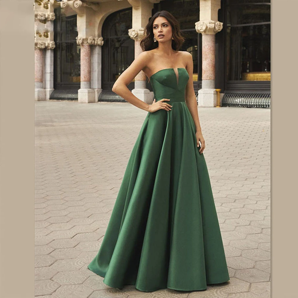 Green Simple Strapless Sexy Ladies Satin Prom Party Dress Pleated A-Line Backless Evening Dress Long Floor Robe 2023 Robes De
Green Simple Strapless Sexy Ladies Satin Prom Party Dress Pleated A-Line Backless Evening Dress Long Floor Robe 2023 Robes De