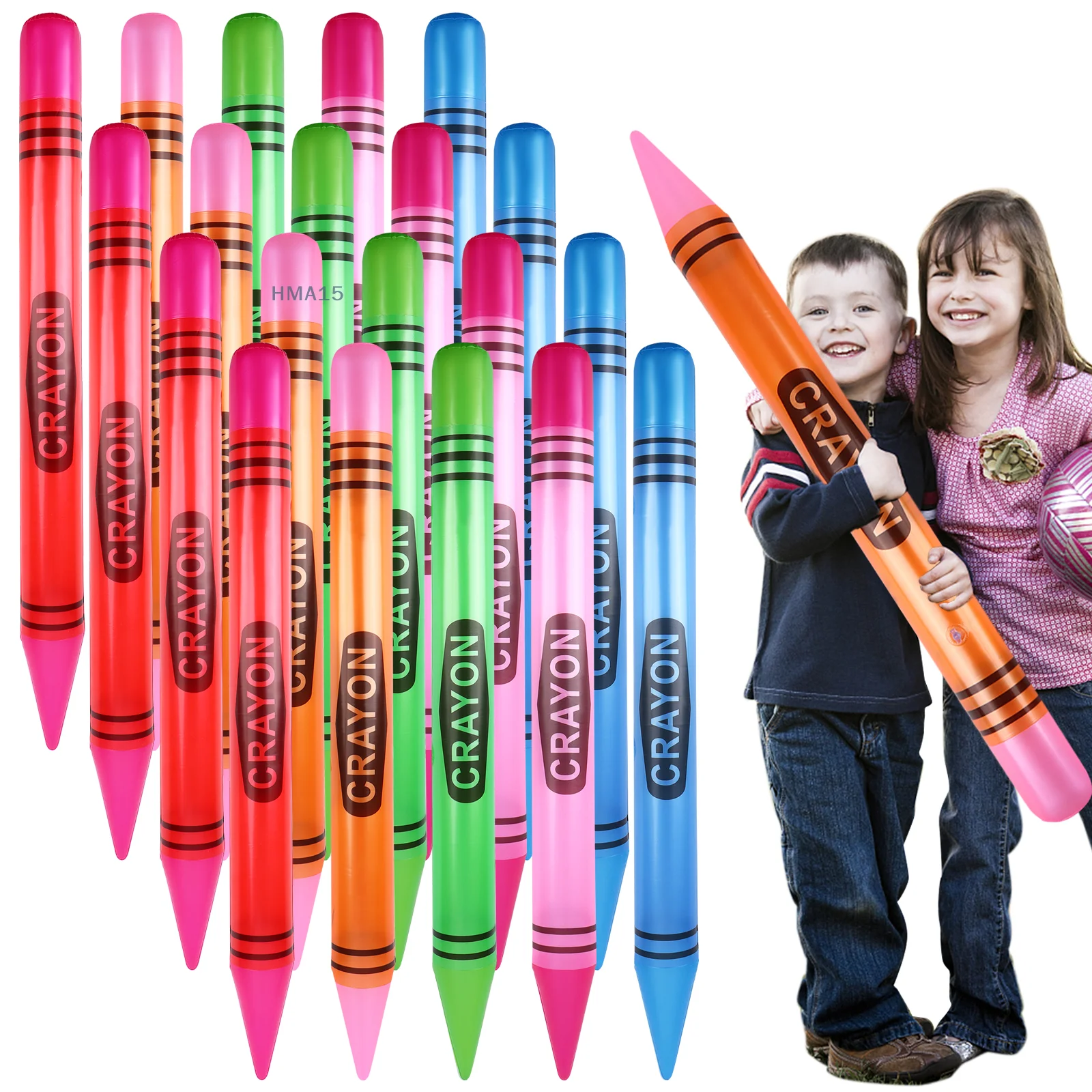 

Craftshou 20 Pcs 42" Tall Inflatable Crayons Large Blow Up Crayons Jumbo Decorations Giant Prop For Birthday Party Favors Classr