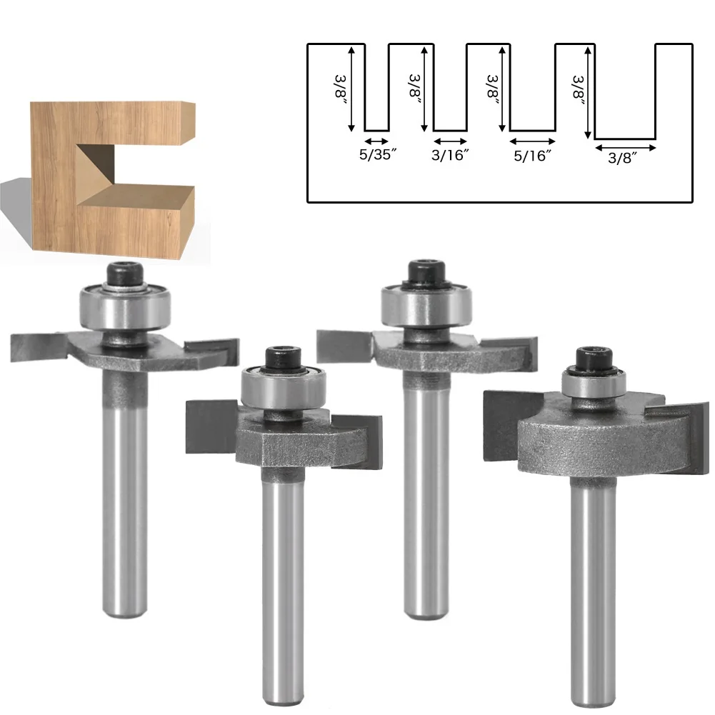 4pc 6mm 6.35mm Shank Classical T-Slot Milling Cutters C3 Carbide "T" Type Biscuit Joint Slot Cutter Wood Router Bit With Bearing
4pc 6mm 6.35mm Shank Classical T-Slot Milling Cutters C3 Carbide "T" Type Biscuit Joint Slot Cutter Wood Router Bit With Bearing
