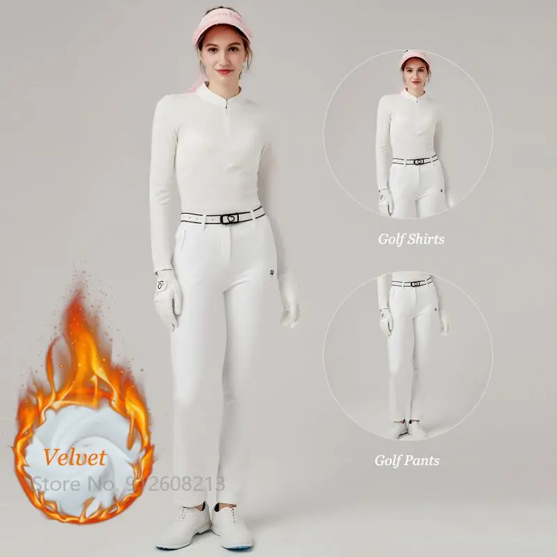 SG Autumn Winter Golf Outfit Girls Long-sleeve Elastic Golf T-shirts Zip Collar Tops Lady Velvet Golf Pencil Pants Slim Trousers
SG Autumn Winter Golf Outfit Girls Long-sleeve Elastic Golf T-shirts Zip Collar Tops Lady Velvet Golf Pencil Pants Slim Trousers