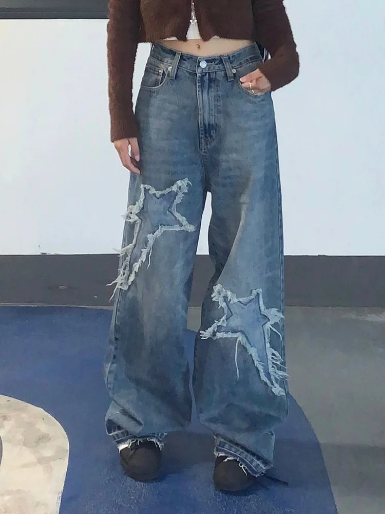 Vintage 90s Streetwear Star Blue Jeans Women Y2K Distressed Patchwork Oversized Wide Leg Denim Pants Female Retro
Vintage 90s Streetwear Star Blue Jeans Women Y2K Distressed Patchwork Oversized Wide Leg Denim Pants Female Retro