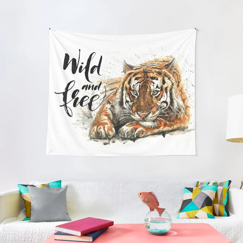 

Tiger text, watercolor, predator, wildlife Tapestry Living Room Decoration Wall Tapestries