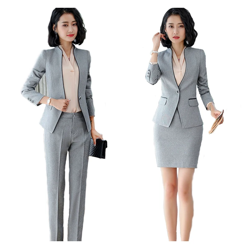 

High Quality Fashion Business Women Interview Pants Suit Work Wear Office Ladies Long Sleeve Slim Formal Blazer and Trousers Set