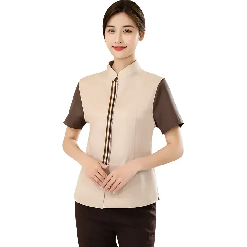 

Work Dishwasher Women's Housekeeping Waiter Costume Hotel Restaurant Staff Cleaning Uniforms Ladies Clothes Pedicure Top Shirt