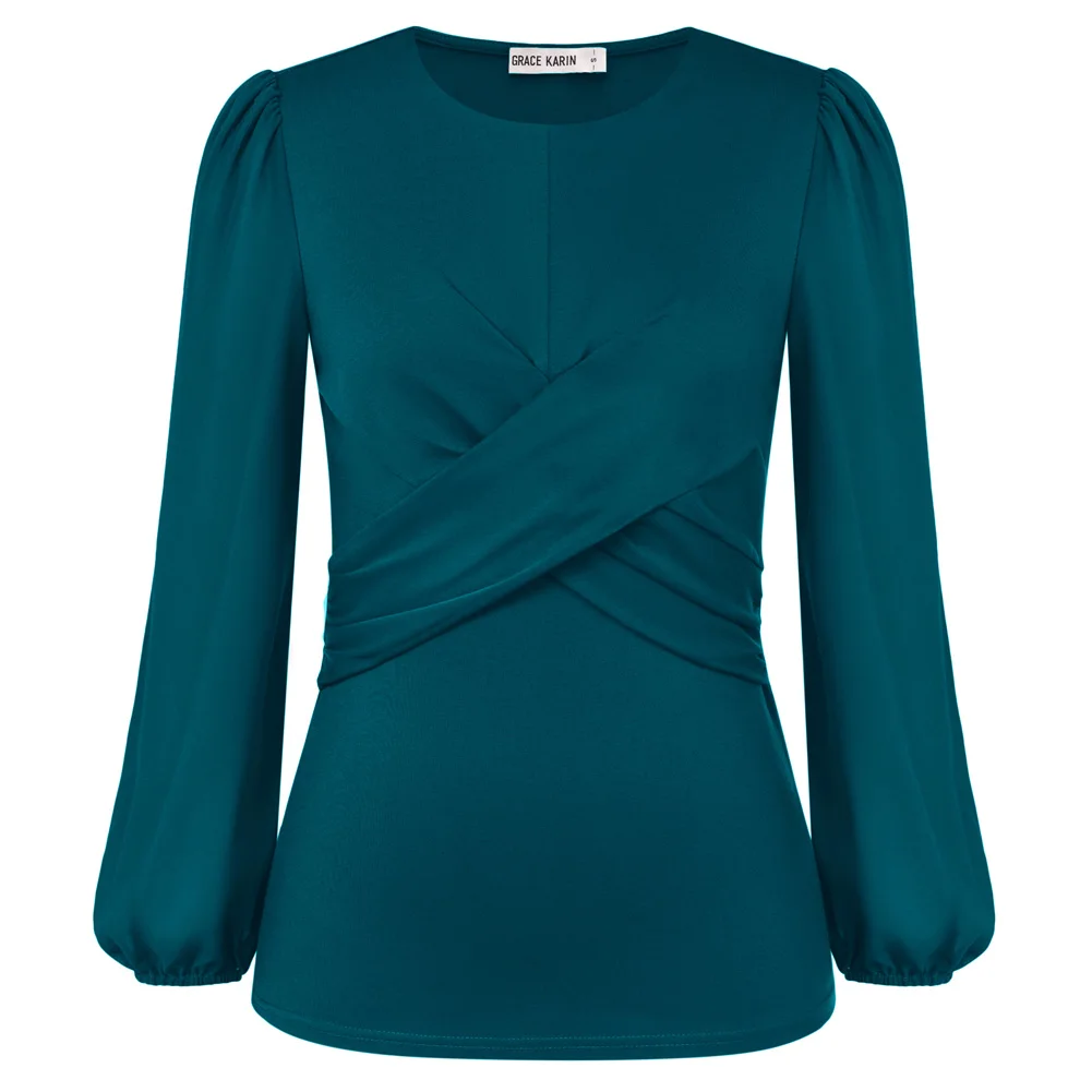GK Women Causal Knotted Bodice Tops Chiffon Long Chiffon Sleeve Crew Neck Pullover Tops Solid Color Slim Fit Pullover 2023
GK Women Causal Knotted Bodice Tops Chiffon Long Chiffon Sleeve Crew Neck Pullover Tops Solid Color Slim Fit Pullover 2023