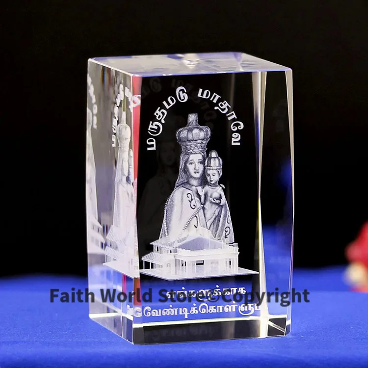 

GOOD # OFFICE HOME Best gift Decor Roman Catholicism the Virgin Mary the Madonna Religion 3D Crystal Image Decoration-FREE SHIP