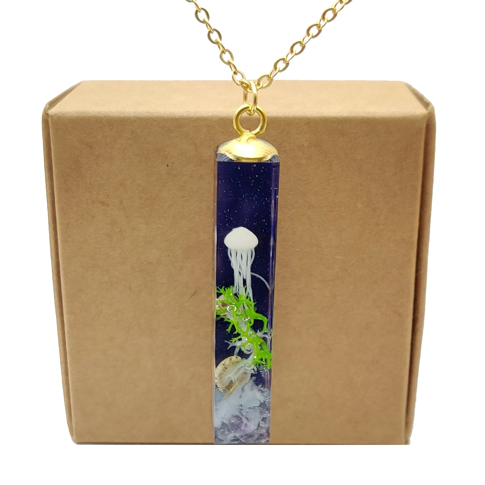 Jellyfish 3D Seabed Undersea Purple Blue Cube Resin Pendant Gold Color Chain Necklace Women Boho Fashion Jewelry Handmade
Jellyfish 3D Seabed Undersea Purple Blue Cube Resin Pendant Gold Color Chain Necklace Women Boho Fashion Jewelry Handmade