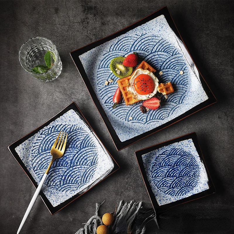 Square Ceramic Plate Japanese Creative Sea Ripples Sushi Salad Plates Ceramics Tableware Retro Home Flat Dish Kitchen Supplies
Square Ceramic Plate Japanese Creative Sea Ripples Sushi Salad Plates Ceramics Tableware Retro Home Flat Dish Kitchen Supplies