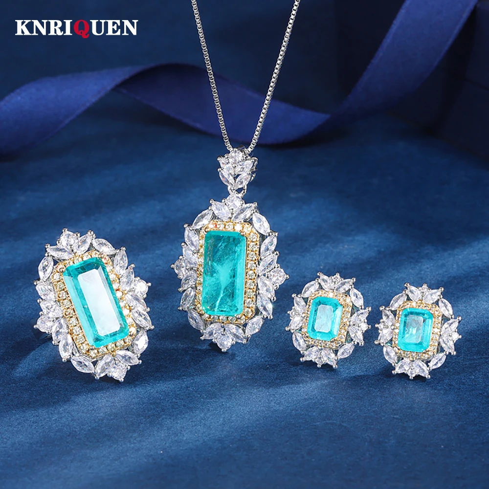 Vintage 8*16mm Paraiba Tourmaline Necklace Pendant Rings Earrings Women's Luxury Wedding Party Fine Jewelry Set Anniversary Gift
Vintage 8*16mm Paraiba Tourmaline Necklace Pendant Rings Earrings Women's Luxury Wedding Party Fine Jewelry Set Anniversary Gift