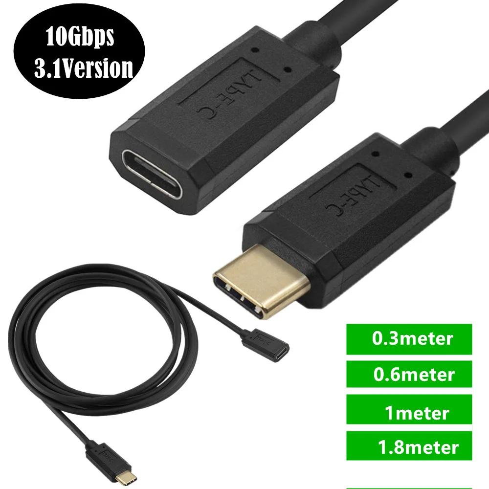 

10Gbps type-C Extension Cable Male to Female USB C Extender Cord USB 3.1 Fast Charging & Data Sync Compatiblefor MacBook Pro