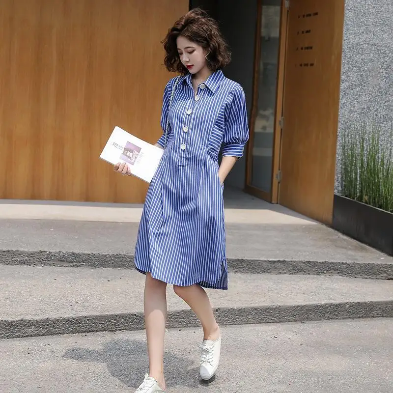 Spring Summer Fashion Polo Neck Short Sleeve Dress Women Casual Versatile Stripes Vestidos De Fiesta Sexy Chic Female Clothes
Spring Summer Fashion Polo Neck Short Sleeve Dress Women Casual Versatile Stripes Vestidos De Fiesta Sexy Chic Female Clothes