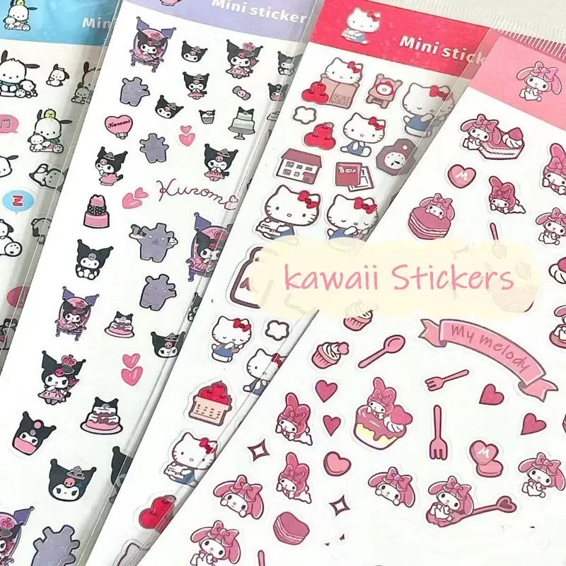 

Kawaii Sanrio Cinnamoroll Kuromi HelloKitty My Melody Cartoon Sticker Cute Handbook Decoration Sweet Anime Scrapbooking Stickers