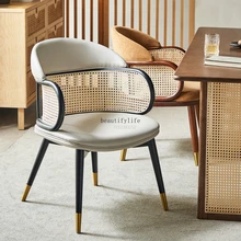 GY Nordic Light Luxury Leather Soft Bag Dining Chair Restaurant Rattan Backrest Stool Hotel Simple Solid Wood Chair 
GY Nordic Light Luxury Leather Soft Bag Dining Chair Restaurant Rattan Backrest Stool Hotel Simple Solid Wood Chair