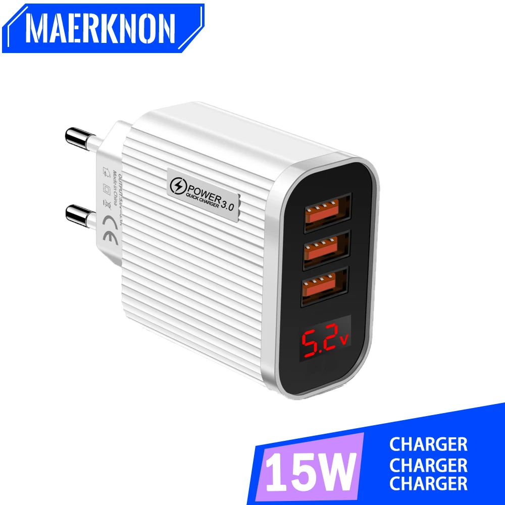 15W 3 Port USB Charger 3.1A Fast Charging Adapter Digital Display Mobile Phone Charger For Samsung Xiaomi Huawei Power Adapter
15W 3 Port USB Charger 3.1A Fast Charging Adapter Digital Display Mobile Phone Charger For Samsung Xiaomi Huawei Power Adapter