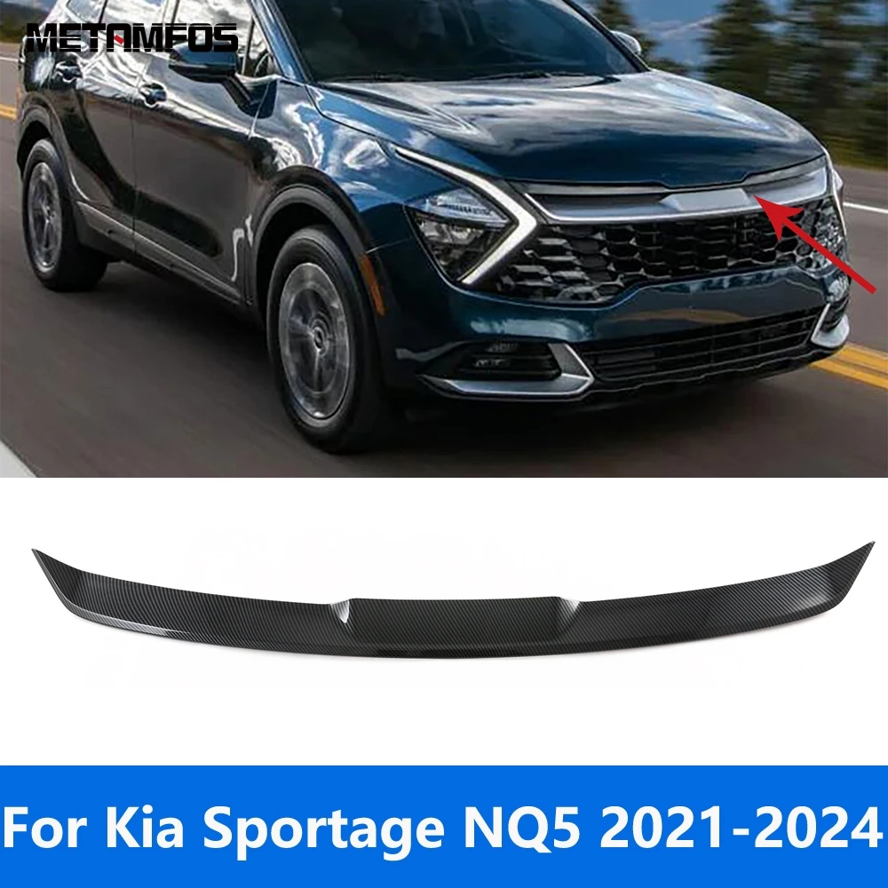 

Передняя Верхняя решетка радиатора из углеродного волокна для Kia Sportage NQ5 2021 2022 2023 2024, решетка гриля, полоса, крышка, отделка, стикер, аксессуары, Стайлинг автомобиля