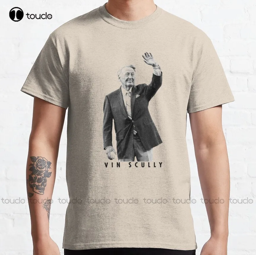 Классическая футболка Vin Scully, женские рубашки, индивидуальные рубашки, Подростковая футболка унисекс с цифровым принтом, забавная уличная одежда с рисунком, мультяшная футболка