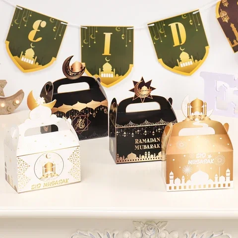 

Eid Mubarak Gift Bag With Handle Party Paper Gift Candy Box Ramadan Kareem Decoration Islamic Muslim Party Supplies Eid Al-fitr