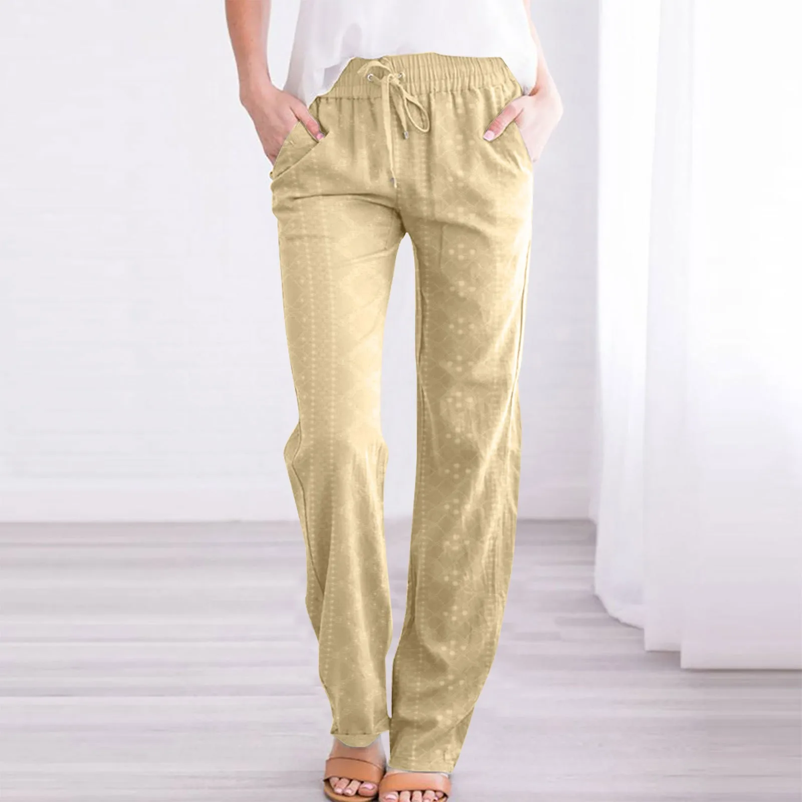 Брюки женские повседневные с широкими штанинами, жаккардовые свободные штаны на шнуровке, длинные с карманами, весна-лето
Брюки женские повседневные с широкими штанинами, жаккардовые свободные штаны на шнуровке, длинные с карманами, весна-лето