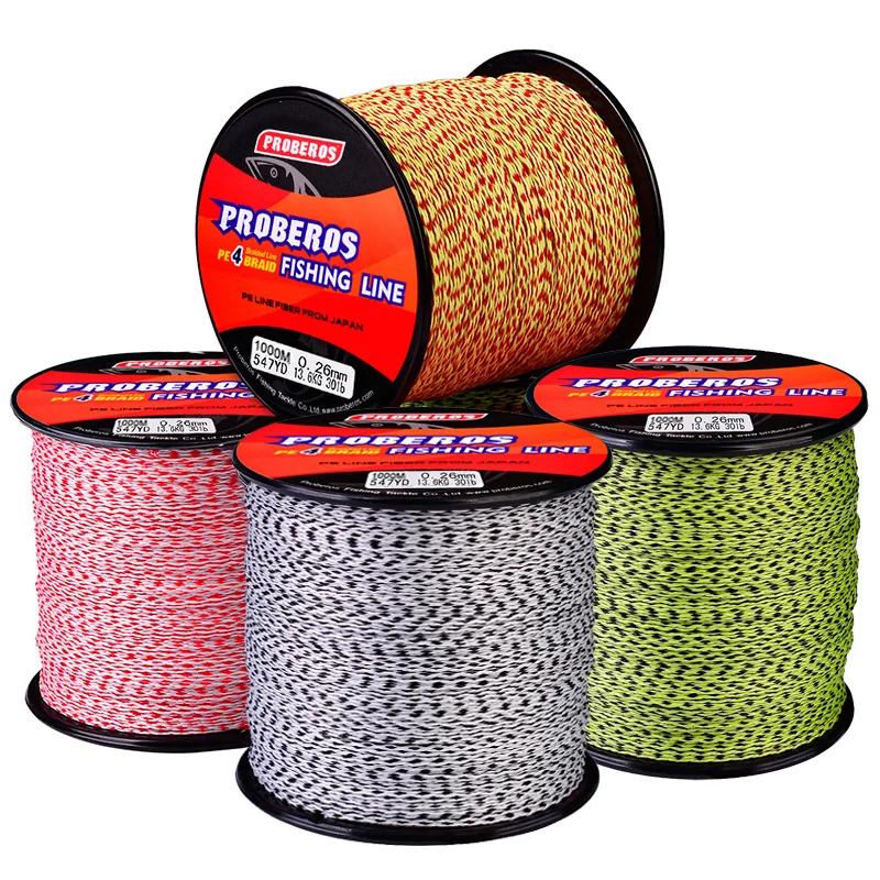 

1000M 4 Braids Fishing Line Colorful Abrasion Resistance 4 Weaved Fish Wire Cord Fishing Tackle PE Braided 6-100LB Sea Fishline