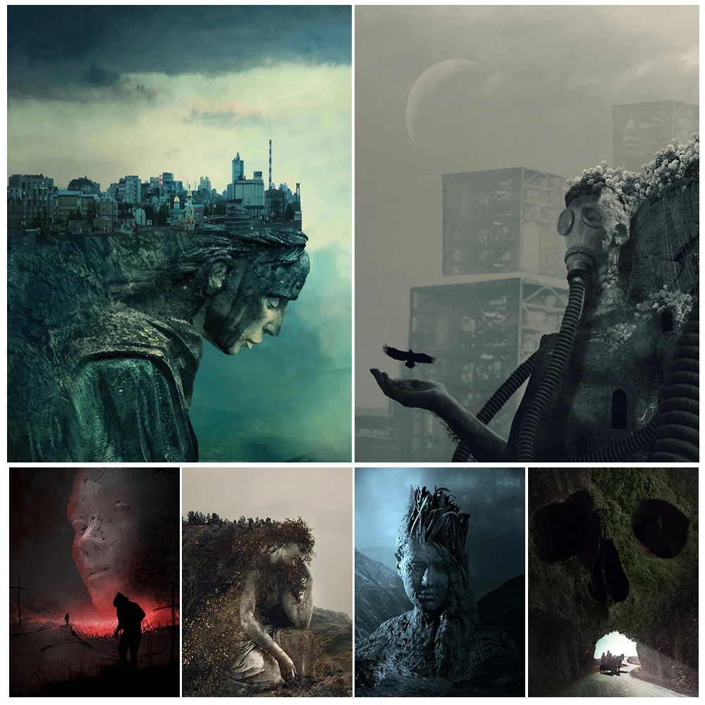 Carry The City Mysterious Giant Statue Abstract Wall Art Canvas Painting Surreal Doomsday Fantasy Gothic Art Poster Print Decor
Carry The City Mysterious Giant Statue Abstract Wall Art Canvas Painting Surreal Doomsday Fantasy Gothic Art Poster Print Decor