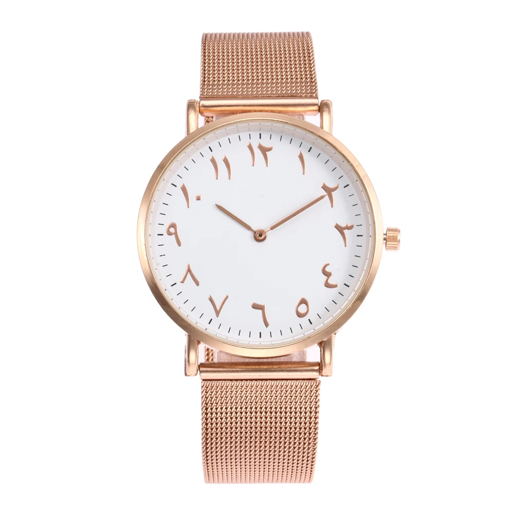 

Reloj Mujer Fashion Design Arabic Numbers Watch Women Watches Rose Gold Mesh Band Quartz Wristwatches Cheap Price Dropshipping