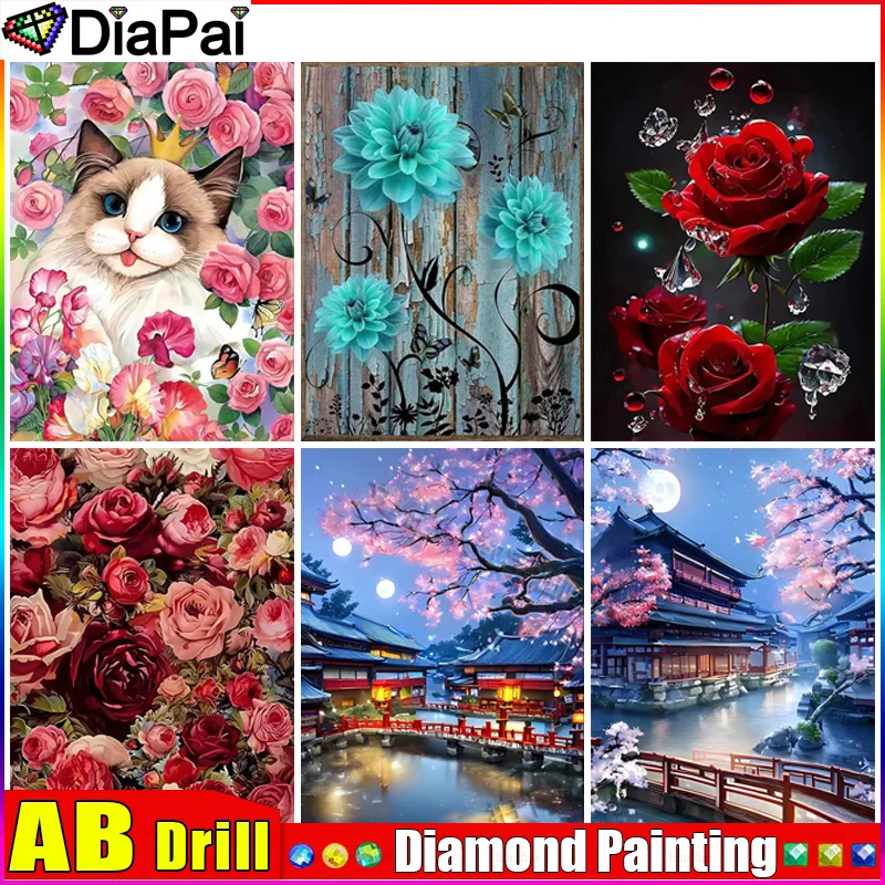 

Алмазная живопись DIAPAI AB «цветок моста», картина 5D, полноразмерная/круглая, для домашнего декора, «сделай сам», вышивка крестиком