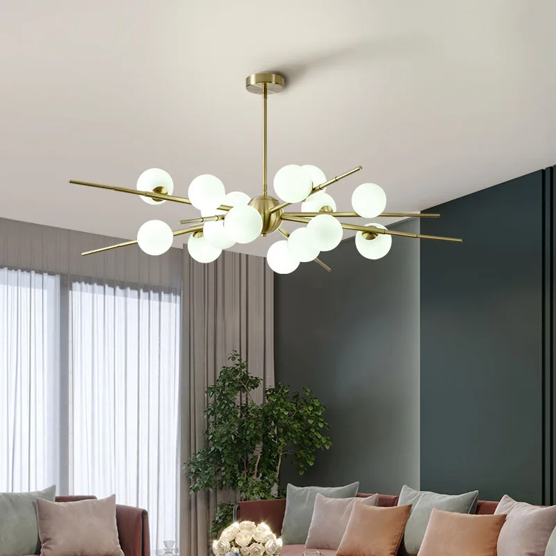 

Современная роскошная светодиодная люстра со стеклянным шаром, подвесной светильник для гостиной, столовой, кухни, комнатное потолочное освещение