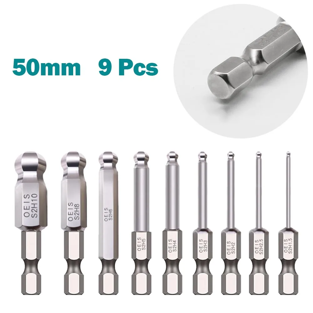 9Pcs 50mm Magnetic Ball End Hexagon Head Hex Alloy Steel Screwdriver Bits Drill Set 1.5/2/2.5/3/4/5/6/8/10mm Power Tool
9Pcs 50mm Magnetic Ball End Hexagon Head Hex Alloy Steel Screwdriver Bits Drill Set 1.5/2/2.5/3/4/5/6/8/10mm Power Tool