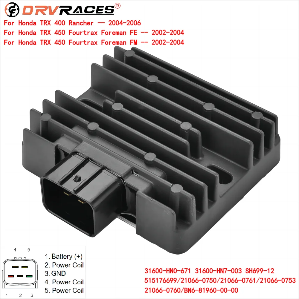 ATV Voltage Regulator Rectifier For Honda TRX 400 Rancher Fourtrax Foreman FE FM 31600-HN0-671 31600-HN7-003 31600-HW1-671MOSFET
ATV Voltage Regulator Rectifier For Honda TRX 400 Rancher Fourtrax Foreman FE FM 31600-HN0-671 31600-HN7-003 31600-HW1-671MOSFET