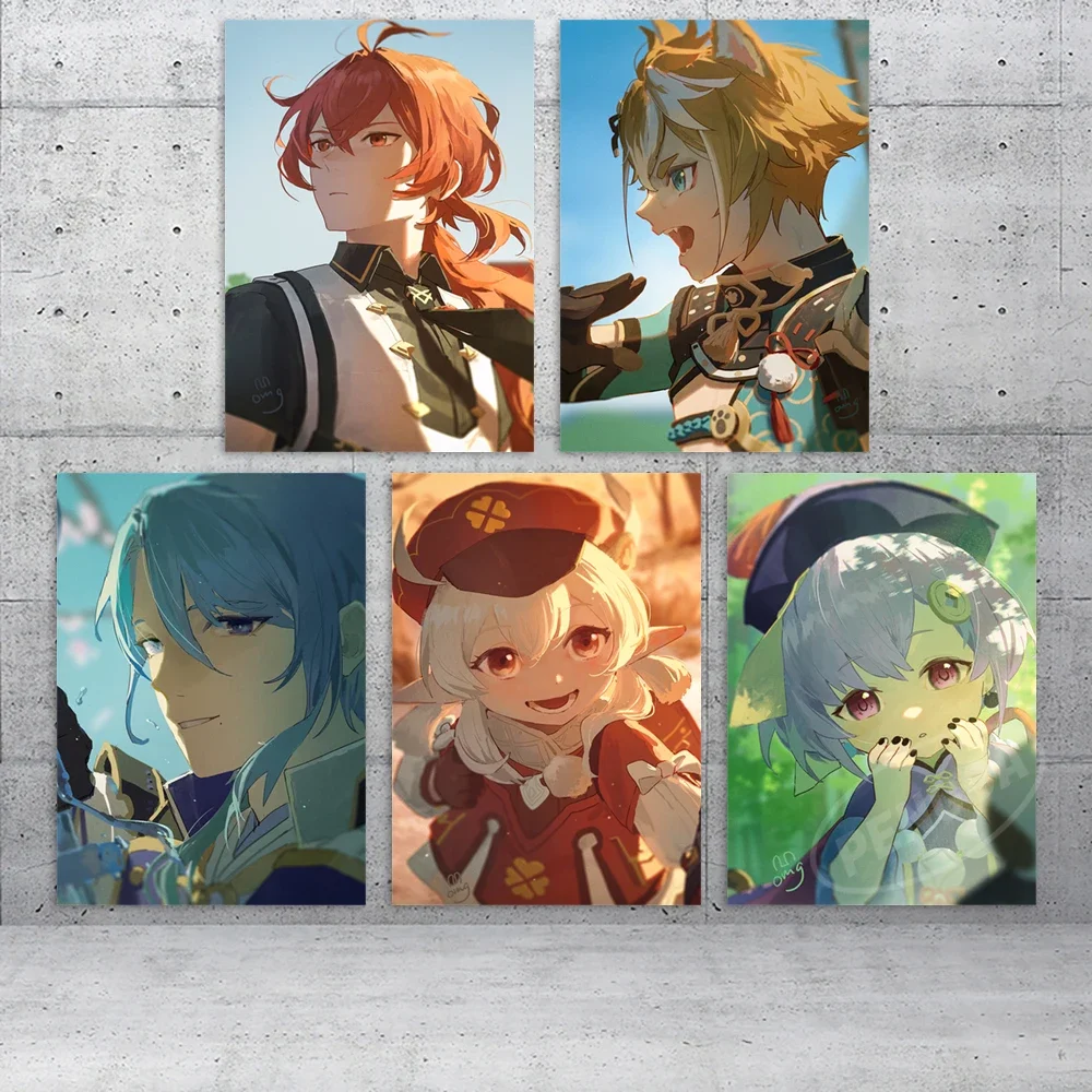 

Genshin Impact Modular Pictures Diluc Ragnvindr Home Decor Kamisato Ayato Wall Art Anime Canvas Prints Painting Bedroom Poster
