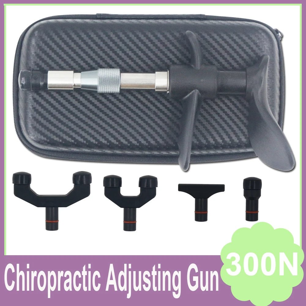 

300N Chiropractic Adjusting Tool For Spinal Correction Adjustable Intensity 4 Heads Body Relaxation Massage Manual Home Use Gun