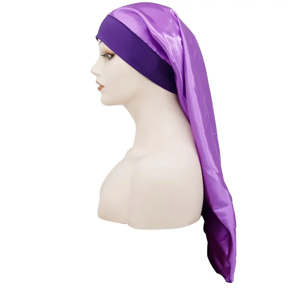 

Stretchy Satin Sleep Cap Fashion Long Soft Silky Satin Bonnet Headwear Curly Hair Hair Cap Sleeping