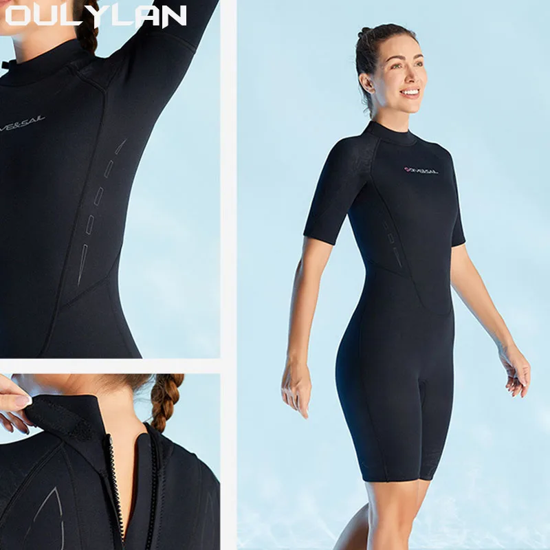 

Oulylan 3MM Neoprene Short Sleeves Women Wetsuit Keep Warm Scuba Diving Suit Surfing Jellyfish Snorkeling Spearfishing Wet Suit