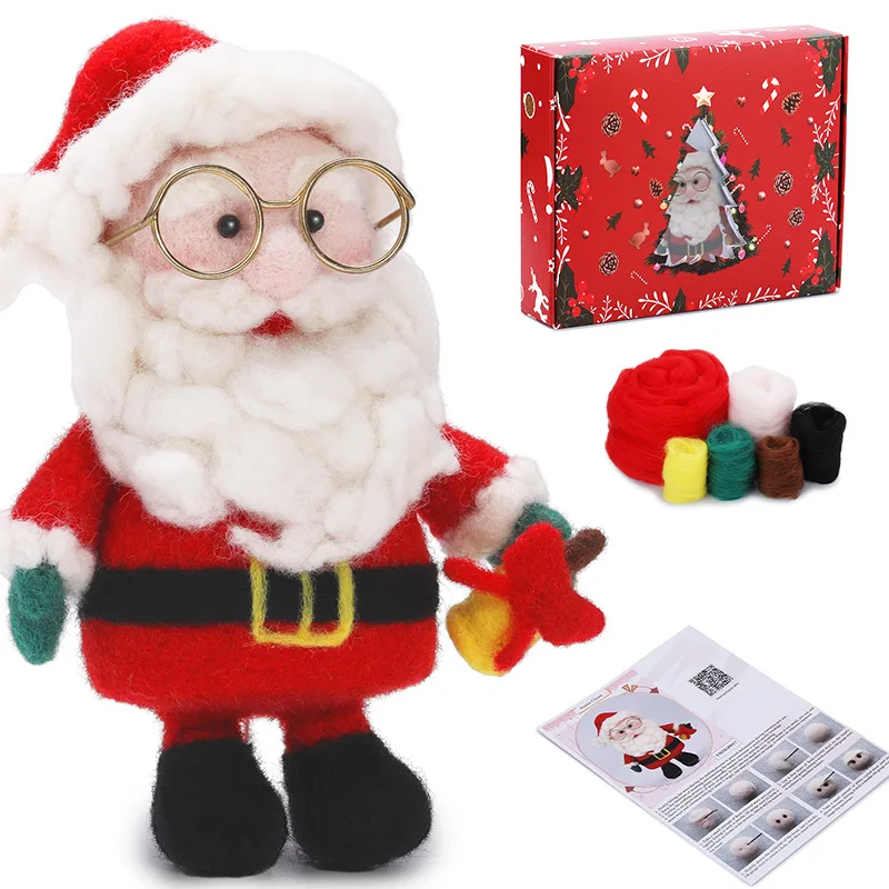 

DIY Needled Wool Felt Set Christmas Material Pack Santa Claus Snowman Needled Felt Material Set Christmas Living Room Decoration