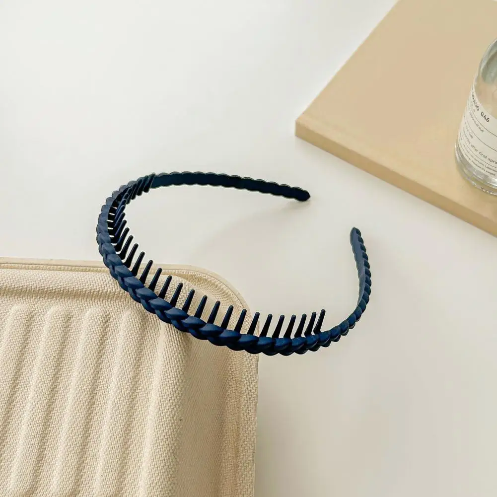 

Women Hairband Solid Color Anti-slip Frosted Braid Headband Stylish Female Hair Hoop for Organization Face Washing Bath