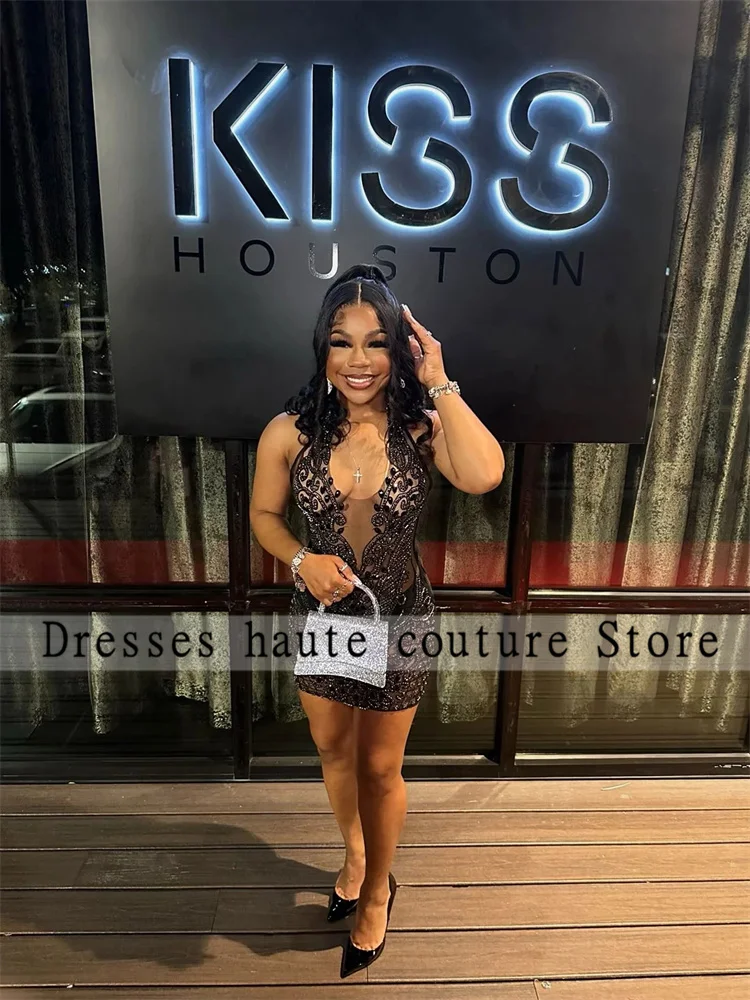 Sparkly Black Beaded Crystals Short Prom Dresses Black Girls 2024 Sexy Backless Diamonds Mini Cocktail Dresses Birthday Party
Sparkly Black Beaded Crystals Short Prom Dresses Black Girls 2024 Sexy Backless Diamonds Mini Cocktail Dresses Birthday Party