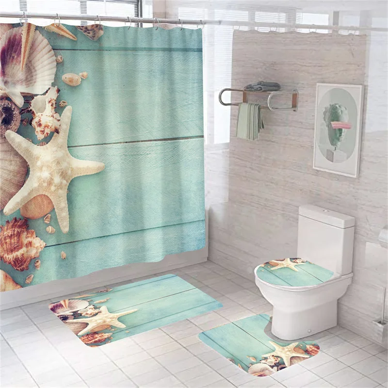 Print Shell Starfish Shower Curtains Ocean Beach New Bath Mat Set Waterproof Bath Curtain Polyester Anti-slip Carpet Toilet Rugs
Print Shell Starfish Shower Curtains Ocean Beach New Bath Mat Set Waterproof Bath Curtain Polyester Anti-slip Carpet Toilet Rugs