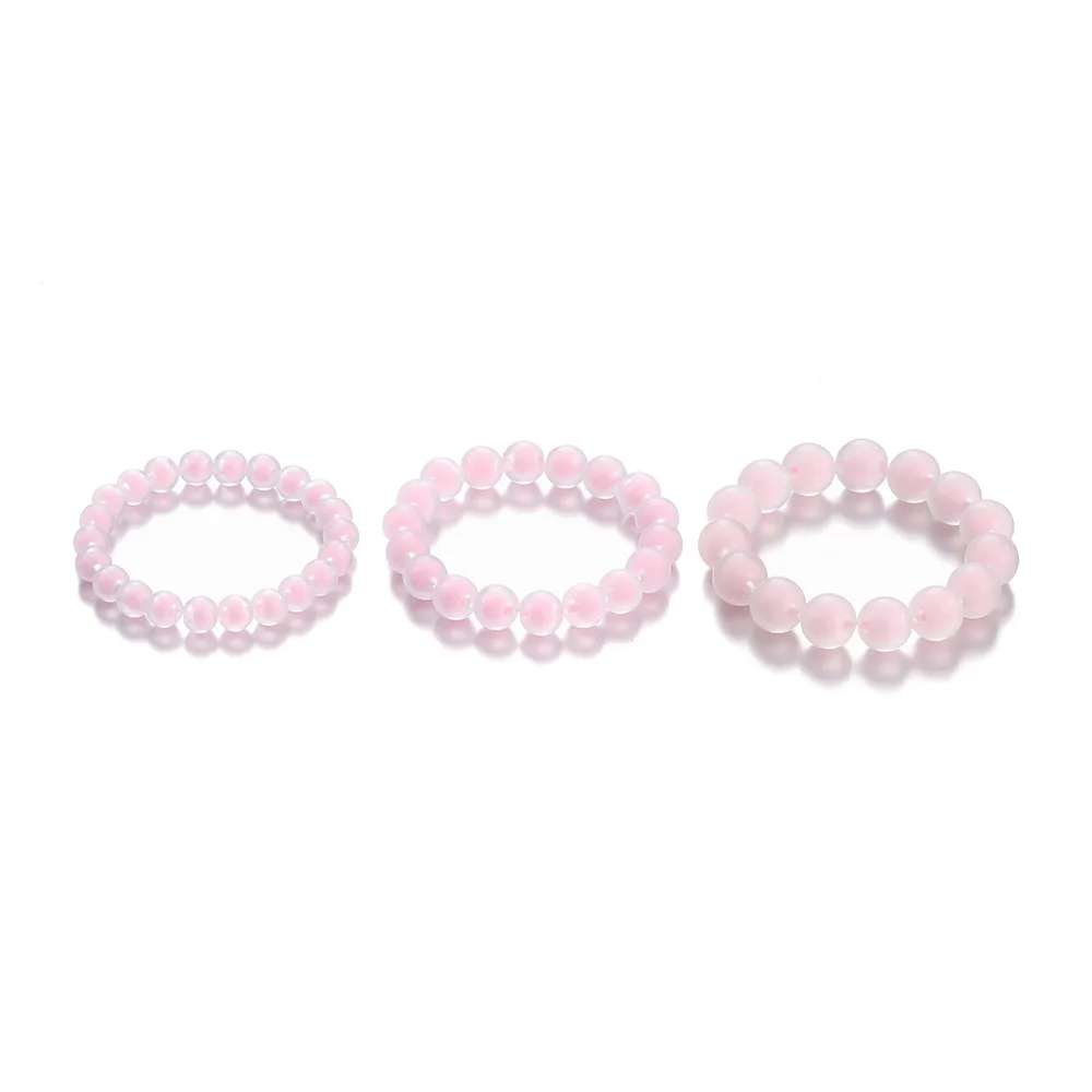 

241-320 White Jade Bead Bracelet Student's Finger Wrap Soft Round Girl's Hand Twist Decompression