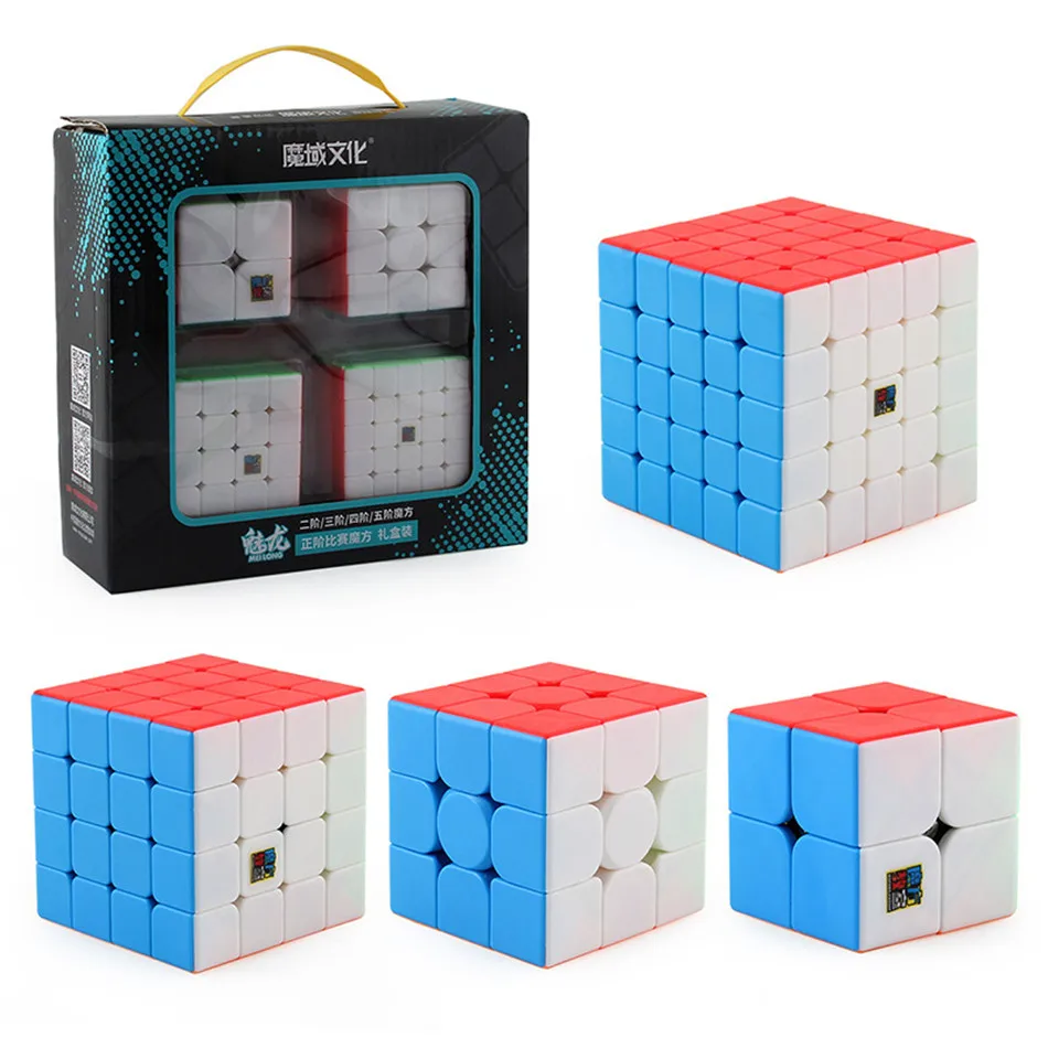 

4pcs Speed Cube Set Moyu 2x2 3x3 4x4 5x5 Meilong Magic Cube pyramid skew Megaminx SQ1 Packing Educational Toys