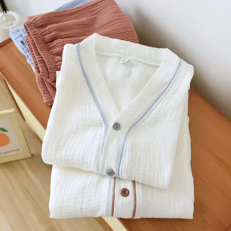 

Clothing Home Autumn Sleepwear Homewear Long Trousers For Gauze Sleeve Women Pajamas Fdfklak Loungewear New Cotton 2022