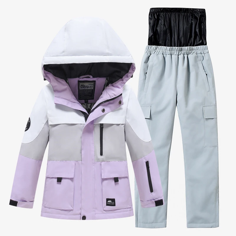 

-30℃ Children's snow suit waterproof jacket and pants Warm ski suits for boys and girls aged 5-16 Luxury thickened off-road snow