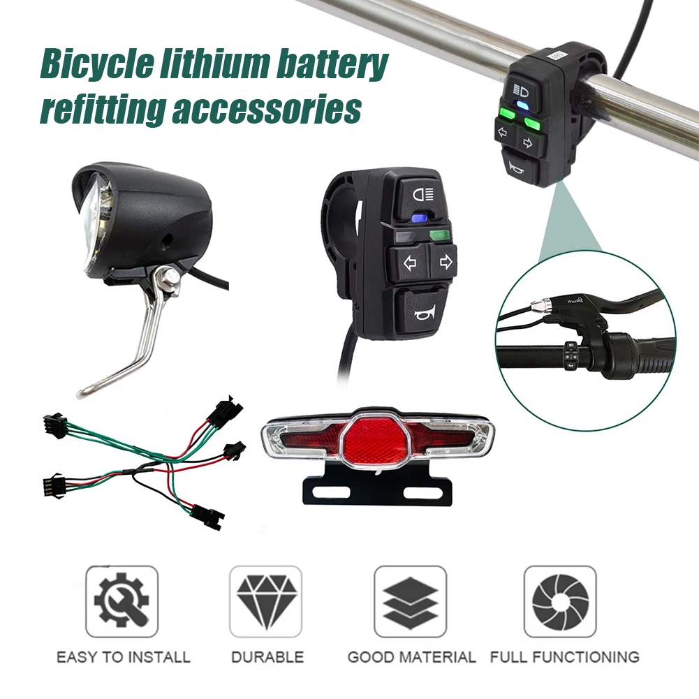 Ebike Headlight Tail Light Sets Электрический велосипед Велосипед 36/48 В Передние и задние сигнальные огни Светодиодный ночной прожектор Налобный фонарь с рогом
Ebike Headlight Tail Light Sets Электрический велосипед Велосипед 36/48 В Передние и задние сигнальные огни Светодиодный ночной прожектор Налобный фонарь с рогом