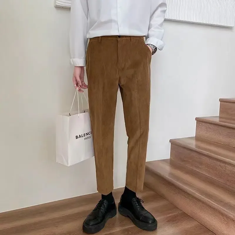 Spring and Autumn Korean Fashion Solid Color Men's Casual Pants Corduroy Straight Ankle Length Pants
Spring and Autumn Korean Fashion Solid Color Men's Casual Pants Corduroy Straight Ankle Length Pants