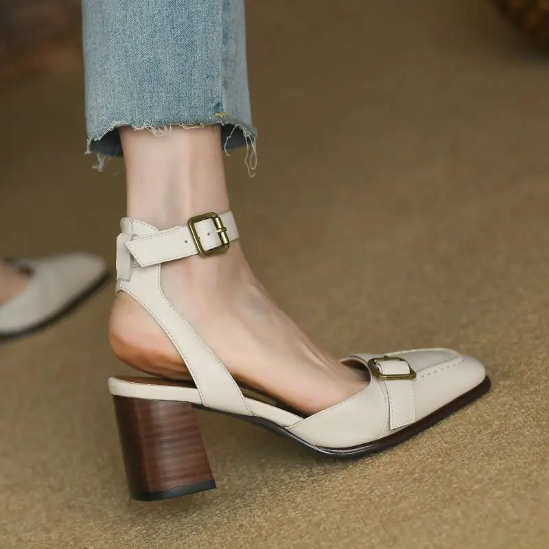Ladies Shoes Real Leather French Style Buckle Heels Square Toe Women Shoes On Heel Spring Autum Thick Heeled Woman Retro Pumps
Ladies Shoes Real Leather French Style Buckle Heels Square Toe Women Shoes On Heel Spring Autum Thick Heeled Woman Retro Pumps