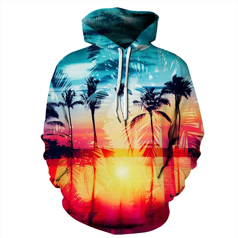 

Hot Selling 3D Print Men/women Hoodies Beach Coconut Tree Pattern Fashion Sweatshirt Autumn/Winter Oversized Sweater
