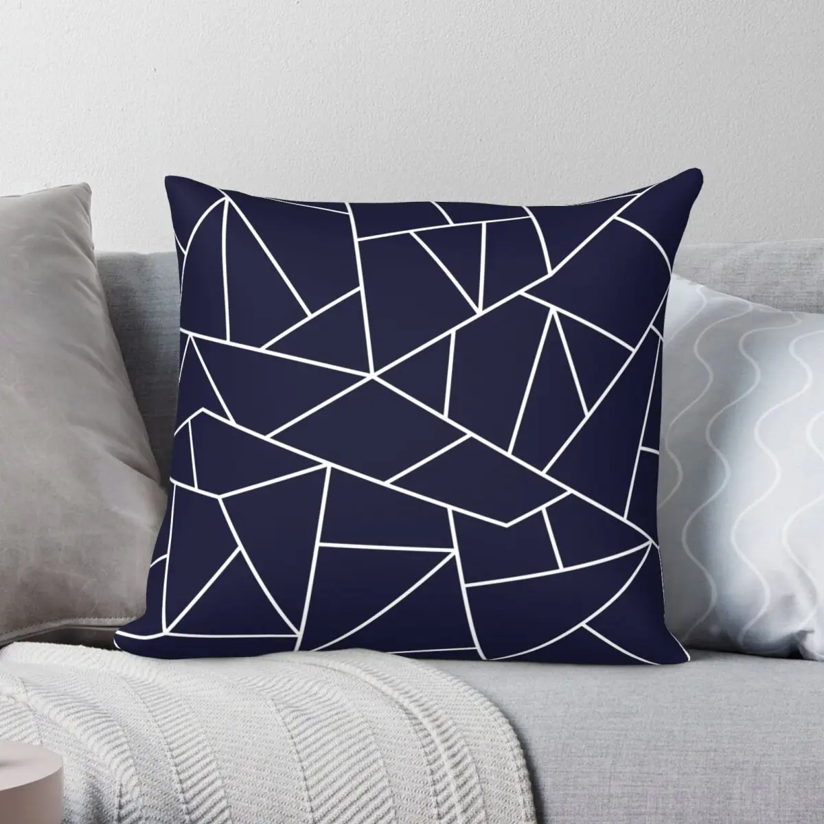 

Navy Blue Mosaic Lines Pillowcase Polyester Linen Velvet Creative Zip Decor Pillow Case Sofa Seater Cushion Cover Wholesale 18"